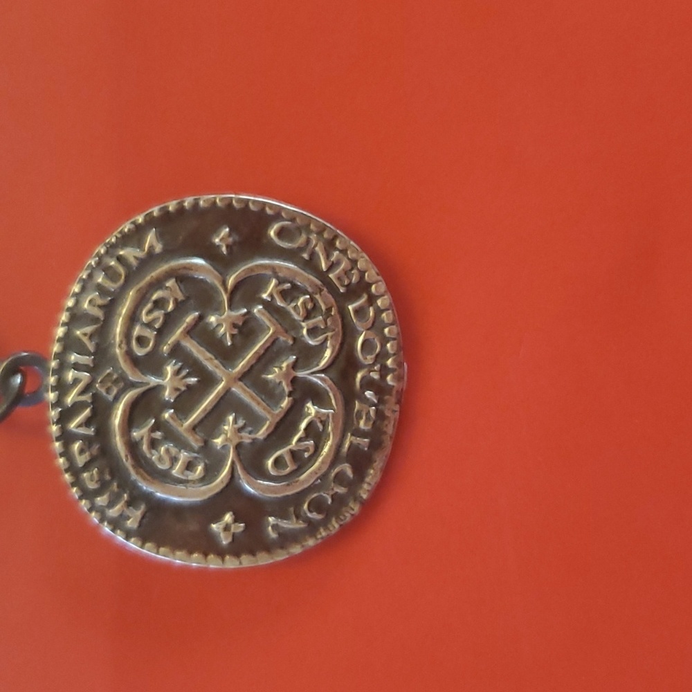 Fine silver pendant Handcrafted doubloon.